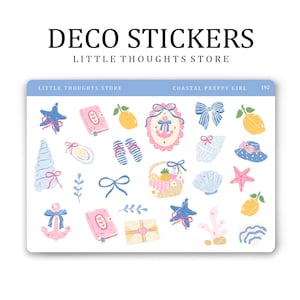 Stickers déco BCBG côtiers | Stickers pour agenda | Album | Journalisation | Stickers papier premium