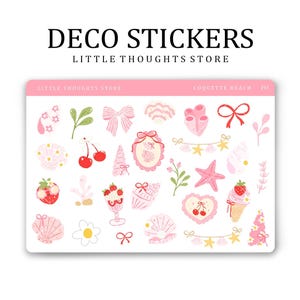 Stickers déco plage Coquette | Stickers pour agenda | Album | Journalisation | Stickers papier premium
