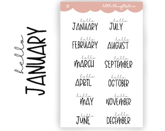 Monthly Script Stickers | Planner Stickers