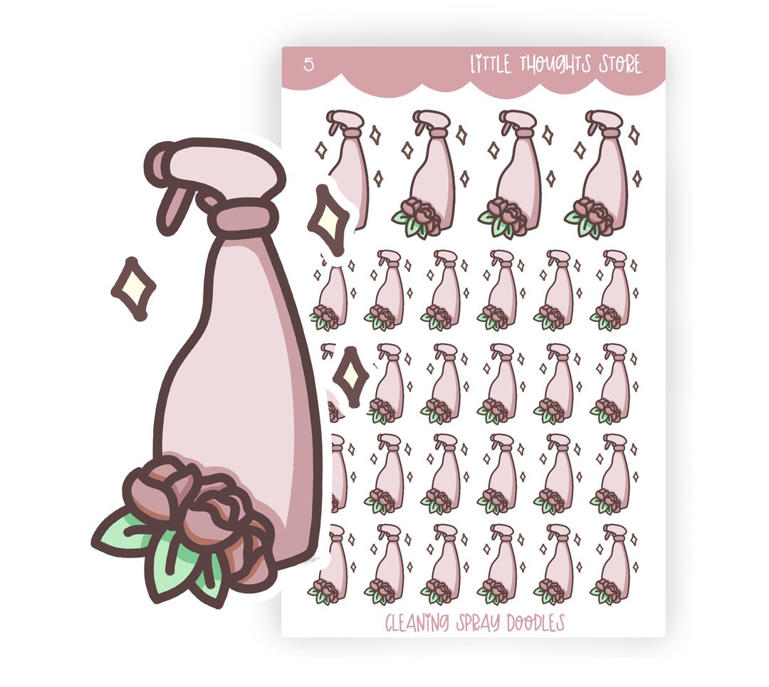 Spary Clean Sticker Cleaning Spray Doodle Stickers Planner Stickers Scrapbook Journaling ...