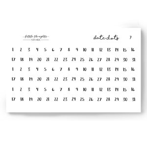 Points de date | Stickers chiffres | Stickers agenda