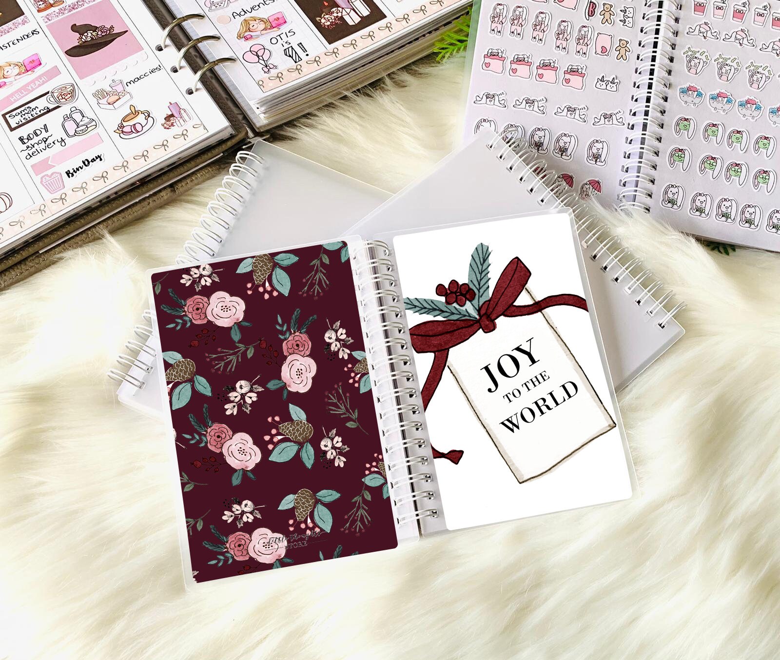 Storage Reusable Sticker Book 4x6 Sticker Album Marble Bow Doodle