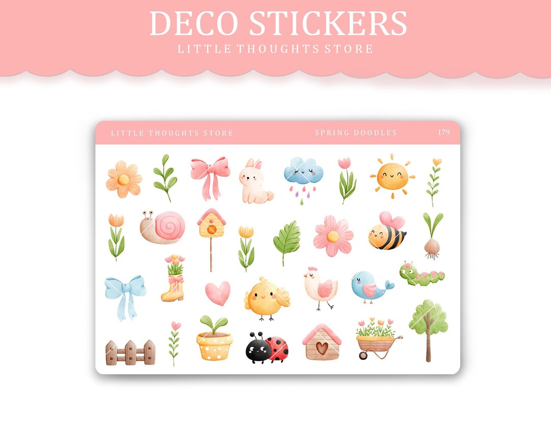 Spring Doodle Deco Stickers | Planner Stickers | Scrapbook | Journaling ...