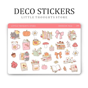 Stickers déco automne livresques | Stickers pour agenda | Album | Journalisation | Stickers papier premium