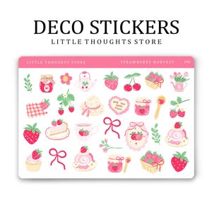 déco de récolte de fraises | Stickers pour agenda | Album | Journalisation | Stickers papier premium