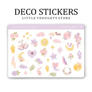 Stickers déco bohème céleste | Stickers pour agenda | Album | Journalisation | Stickers papier premium
