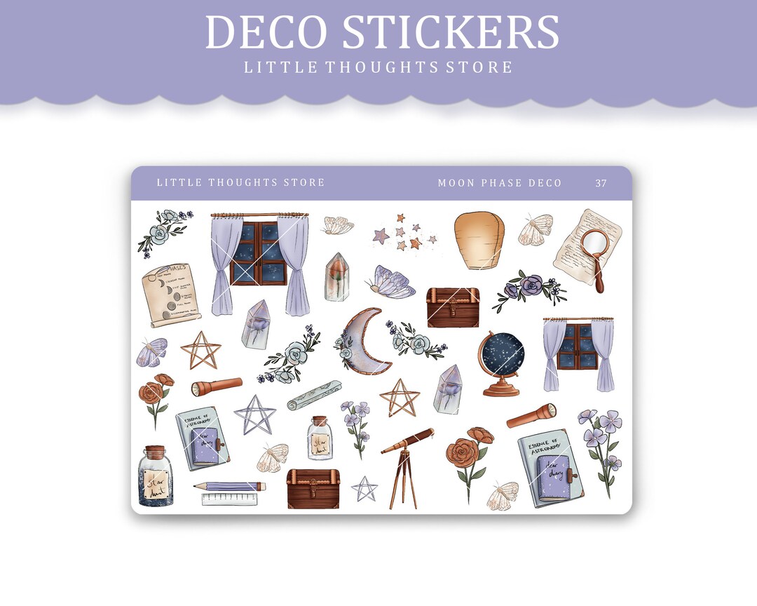Moon Phase Deco Stickers | Planner Stickers | Scrapbook | Journaling ...