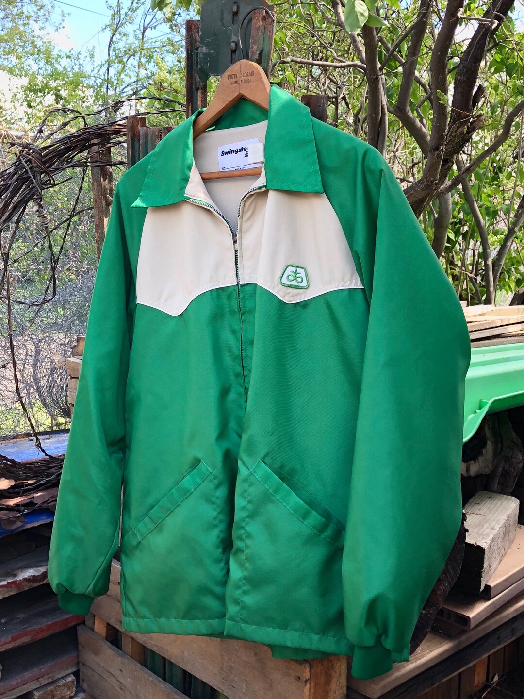 Mens Green Farmer Work Jacket Workwear Chore Wind Hipster Ranch Western ...
