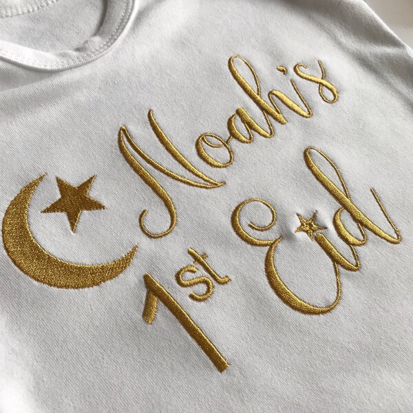 Personalised My First Eid Embroidered Baby Romper Sleepsuit