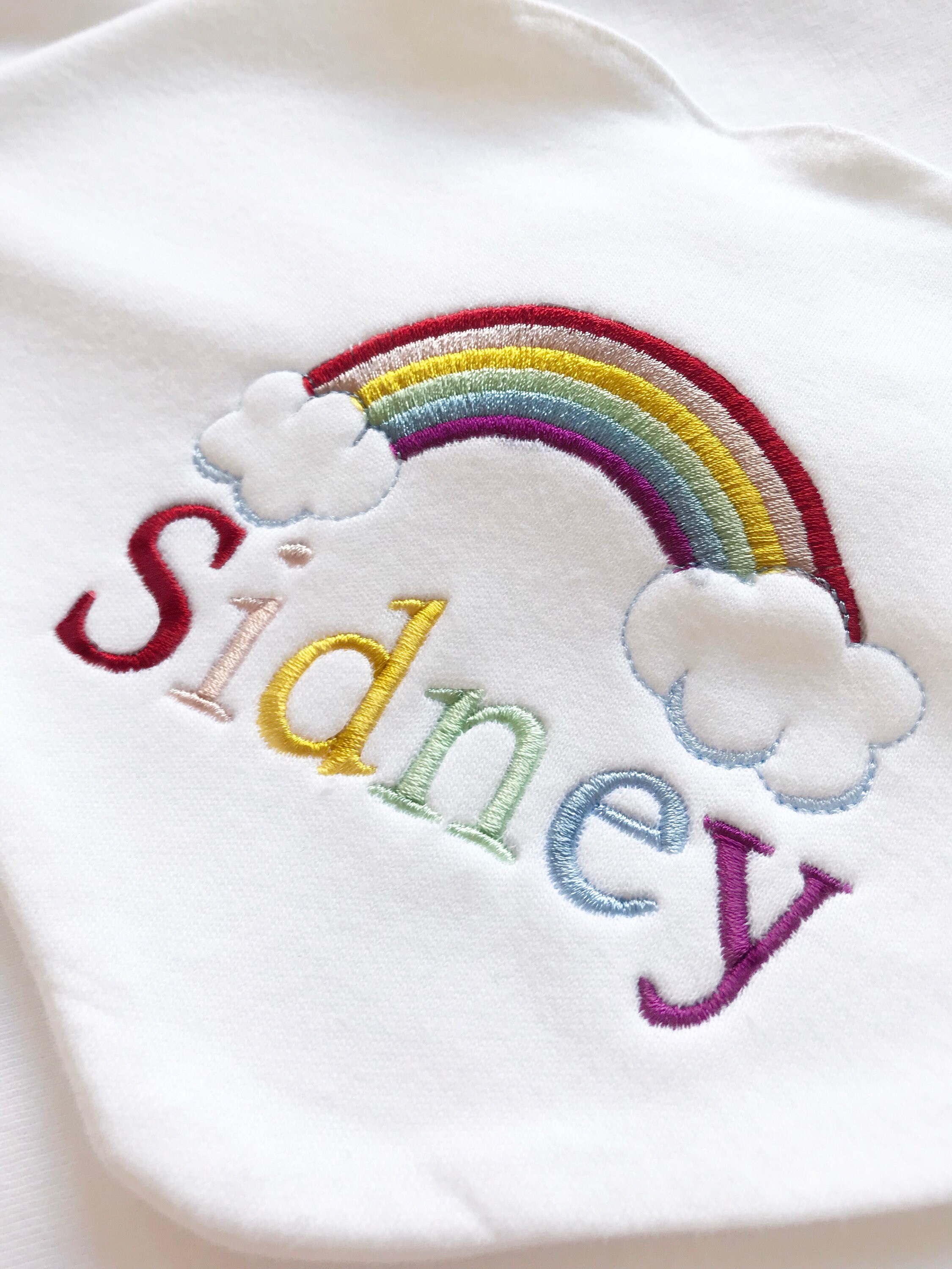 Personalised Embroidered Rainbow Baby Sleepsuit and Matching | Etsy