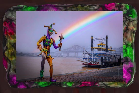Mardi gras joker  15"x24" framed ready to hang
