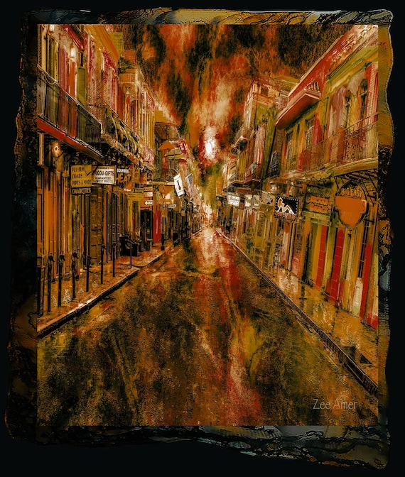 Bourbon street mixed media 21"x27" original framed ready to hang