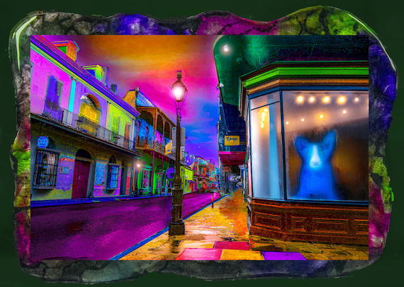 18"x25" French Quarter blue dog