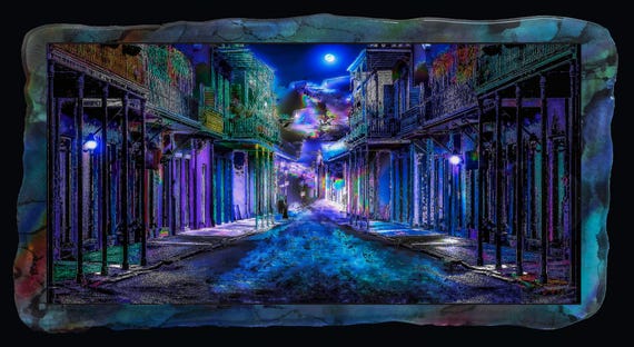 French Quarter scene blue