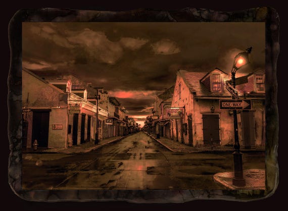 17"x24" Uniquely presented Bourbon street, New Orleans framed ready to hang; larger sizes available