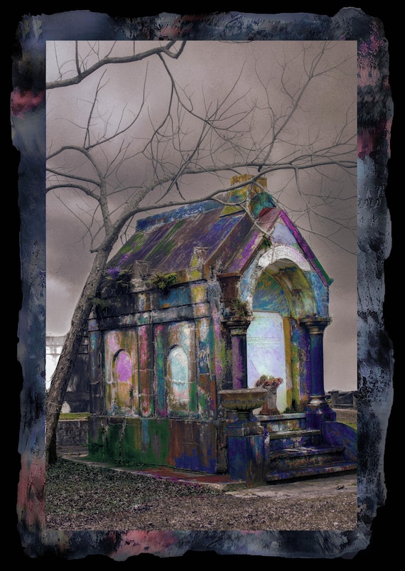 Cemetery New Orleans 20"x28" paint and photography mixed media ready to hang
