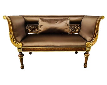 Antique Italian Venetian Burl Wood and Gilt Loveseat, Settee or Canapé