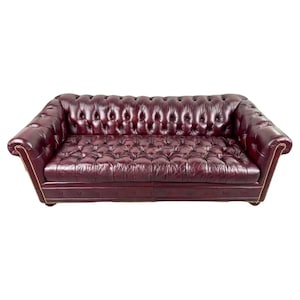 Hancock & Moore English Style Chesterfield Cranberry leather Sofa and Sofa Bed
