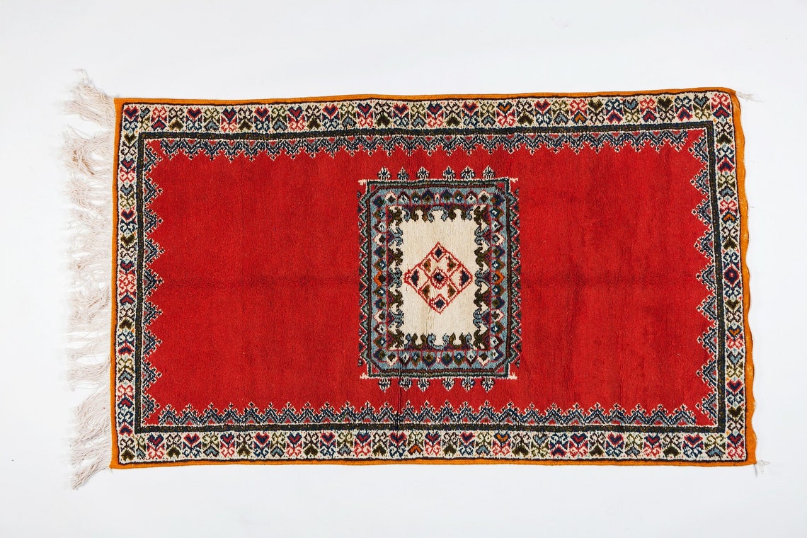 Berber Rug Multicolor Handwoven Wool With All Natural Dye Etsy