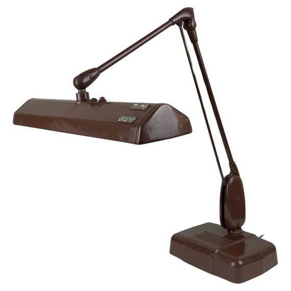 Mid Century Industrial Floating Brown Metal Desk Lamp by Dazor
