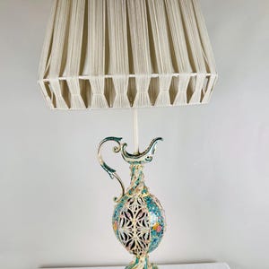 Italian Capodimonte Style Hand Painted Porcelain Lamp With Custom Shade