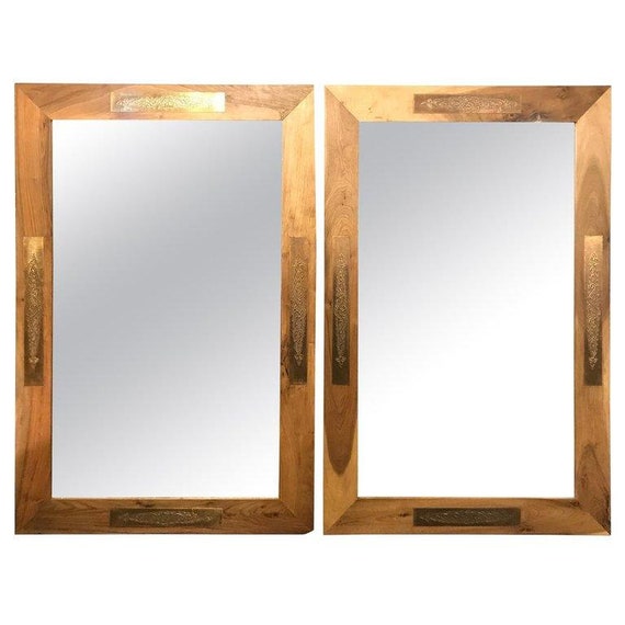 Pair Of Hollywood Regency Style Brass Frame Wall Or Console O Pair Of Hollywood Regency Style Brass
