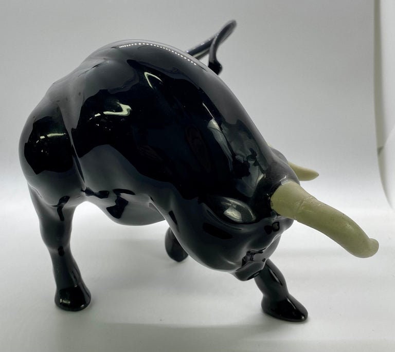 1950's Ceramic Black Bull Figurine With White Horns, a Pair - Etsy
