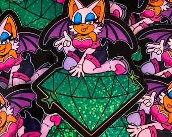 Rouge the Bat 3 x 3 Glitter Sticker