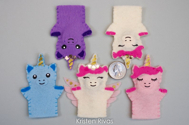 unicorn finger puppets pattern svg pdf unicorn felt finger etsy