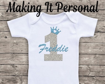 1st Birthday bodysuit cake smash boys or girls personalised with name