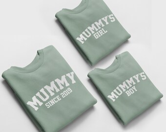 Mummy Matching Jumpers, Mummy Since, Mummys Girl, Mummys Boy Mother's Day Gift Mummy Birthday Gift Dusty Pink