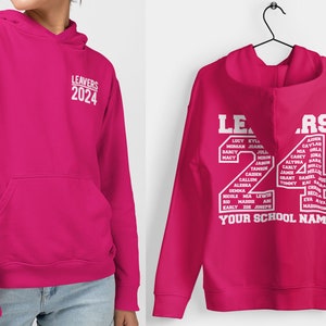Leavers Hoodie Schools, Colleges & Universities Clubs Matching Hoodies Class Of 2024 Oxford Navy HOT PINK