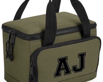 Personalised Recycled Mini Cooler Lunch Bag Picnic Bag Military Green, Black or Pure Grey