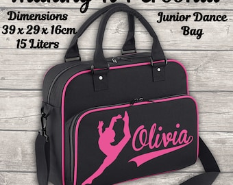 Personalised Girls Junior Dance Bag ADD YOUR NAME Black and Pink