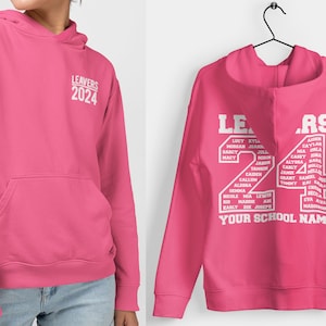 Leavers Hoodie Schools, Colleges & Universities Clubs Matching Hoodies Class Of 2024 Oxford Navy CANDYFLOSS PINK