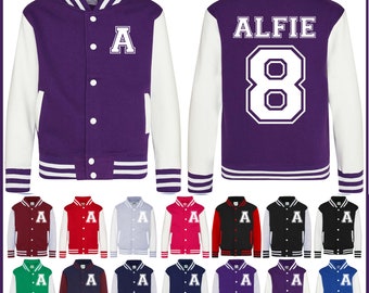 Personalised Kids Varsity Jacket, Initial and Name, Children's & Adults Sports Jacket, College Jacket