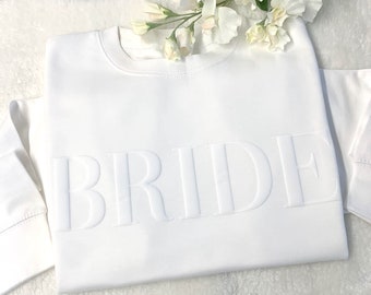 Embossed Bride Sweatshirt, Bride Groom Jumper, Wifey Hubby Sweatshirt, Mr and Mrs Matching Jumpers Wedding Gift, Anniversary Gift