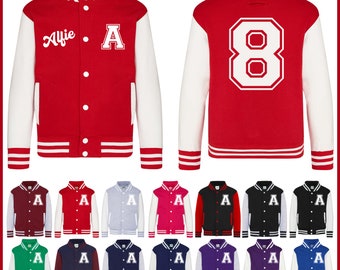 Personalised Kids Varsity Jacket, Initial and Name, Children's & Adults Sports Jacket, College Jacket