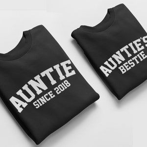 Auntie and Aunties Bestie Jumpers, Matching Jumpers Auntie Gift Aunties Bestie Gift Black