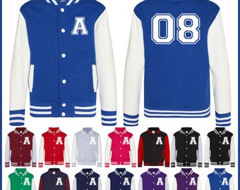 Personalised Kids Varsity Jacket, Initial and Name, Children's & Adults Sports Jacket, College Jacket