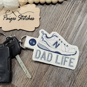 Dad Life Keychain - New Balance sneaker funny father's day daddy papa new embroidered handmade gift stocking stuffer