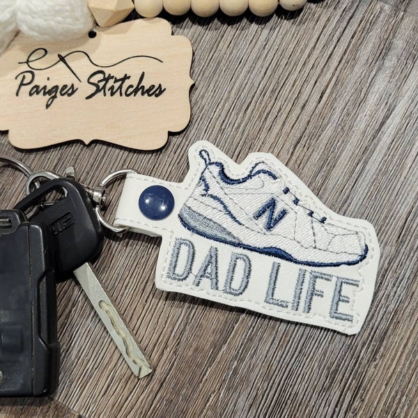 Dad Life Keychain - New Balance sneaker funny father's day daddy papa new embroidered handmade gift stocking stuffer