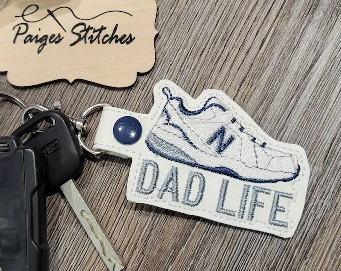 Dad Life Keychain - New Balance sneaker funny father's day daddy name papa new embroidered handmade gift stocking stuffer