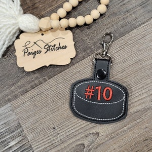 Personalized Hockey Puck Keychain - number name custom luggage team embroidered handmade gift stocking stuffer