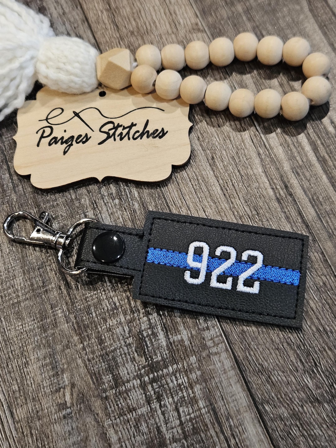 Personalized Thin Line Keychain - police badge number TBL law enforcement trooper deputy o