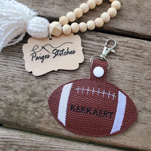 Personalized Football Bag Tag Keychain - number name custom luggage team embroidered handmade gift stocking stuffer