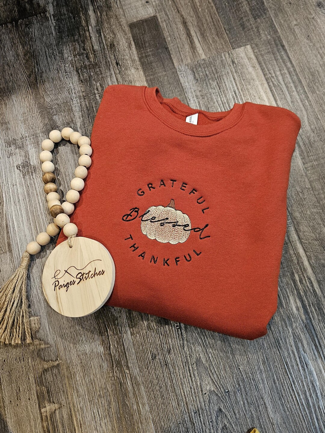 Thankful Embroidered Drop Shoulder Pullover Sweatshirt