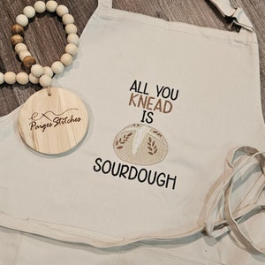 All You Knead is Sourdough Bread Apron - baking starter tea towel embroidered handmade dish hand drying funny cute towels gift