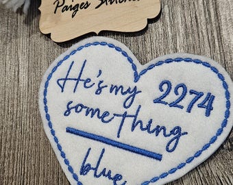 Police Wife Heart Wedding Dress Patch - something blue embroidered personalized badge number custom officer law enforcement handmade