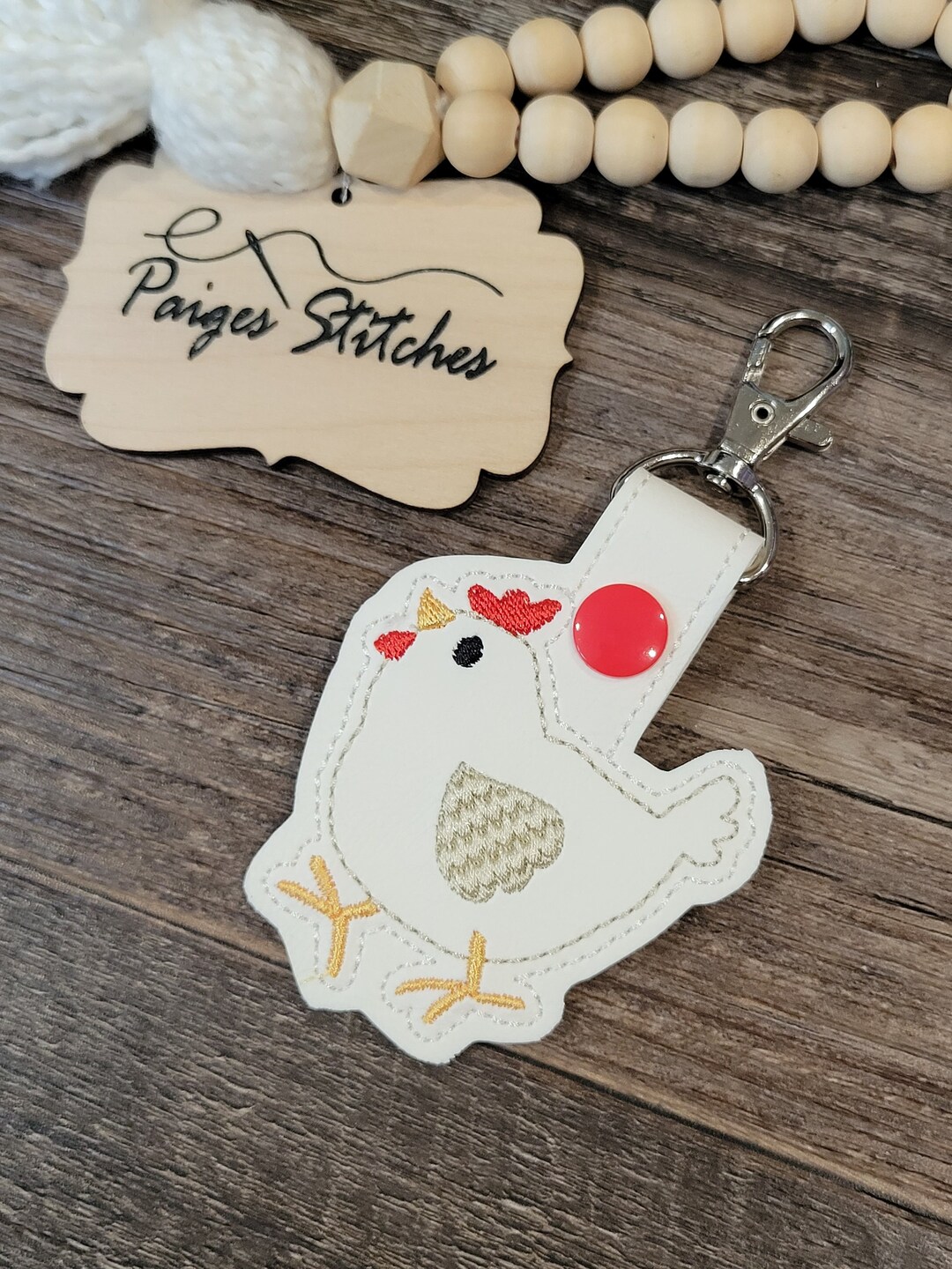 Cute Chicken Keychain - Farm Animal Boy Girl Animal Embroidered ...